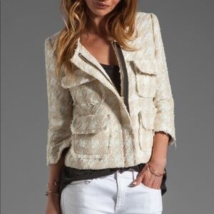 Smythe cream check blazer size 12 with zipper detail